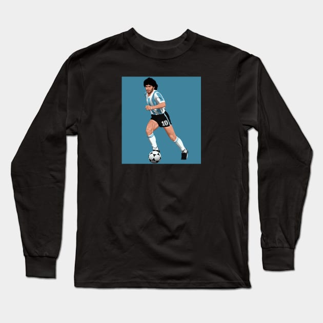 Diego Maradona Argentina Long Sleeve T-Shirt by Arissetyo